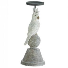 Accent Plus White Cockatoo Candle Holder - 11 inches