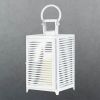Accent Plus White Slatted Candle Lantern - 15 inches