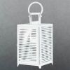 Accent Plus White Slatted Candle Lantern - 15 inches