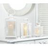 Accent Plus White Slatted Candle Lantern - 15 inches