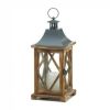 Accent Plus Diamond-Side Wood Candle Lantern - 14 inches