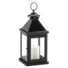 Gallery of Light Glossy Black Metal Candle Lantern - 14.25 inches