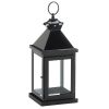 Gallery of Light Glossy Black Metal Candle Lantern - 14.25 inches