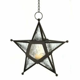 Accent Plus Glass Star Hanging Candle Lantern - Clear
