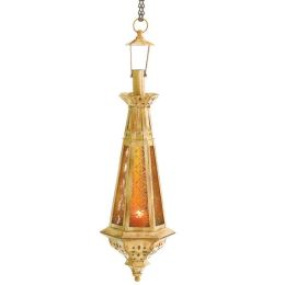 Accent Plus Golden Pendant Antique-Finish Candle Lantern
