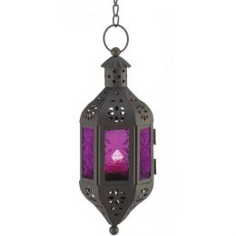 Accent Plus Purple Glass Hanging Candle Lantern