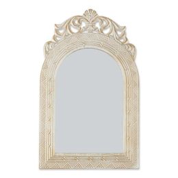 Accent Plus Wood Antique-Look Arch-Top Wall Mirror - Ivory
