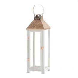 Nikki Chu Rose Gold Hammered Top Candle Lantern - 27 inches