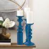 Nikki Chu Artisan Wood Candle Holder - Cadiz Blue