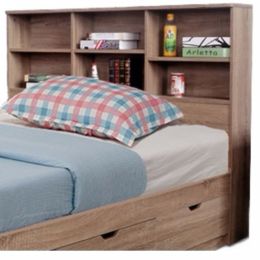 Wooden Twin Size Bookcase Headboard with 6 Open Shelves, Dark Taupe Brown