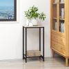 2-Tier End Table, Industrial Side Table Nightstand with Durable Metal Frame, Coffee Table with Mesh