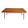 DunaWest 69 Inch Handcrafted Industrial Design Dining Table, Acacia Wood Top, Metal Legs, Black and Brown