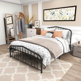 Metal Platform Bed Frame with Headboard and Footboard,   No Box Spring Needed, Heavy Duty Steel