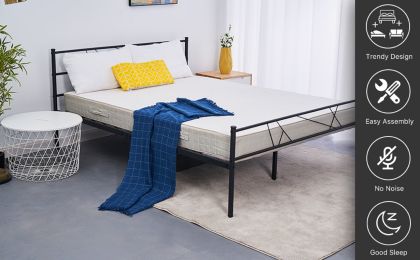 EASE-WAY Twin Size Bed Frames Metal, Modern Style Headboard and Footboard, Easy Assembly, Premium Stable Steel Slat Support, No Box Spring Needed (Bla