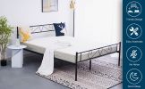 Full Bed Frames with Modern Headboard, Metal Bed-Frame with Storage, No Box Spring Needed, Heavy Duty Steel Slat,Easy Assembly (Elegant Black)