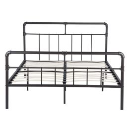 Metal Bed Frame Full with Headboard and Footboard, Noise-Free and Anti-Slip Mattress Foundation, Platform Bed Frame No Box Spring Needed RT