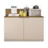 DunaWest 36 Inch Wooden Accent Cabinet with 2 Doors, Brown and Off White