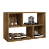 DunaWest Valerie 23 Inch Wooden Bookcase with 4 Compartments and Grains, Honey Brown