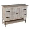 DunaWest Wooden Entryway Cabinet with 2 Doors and Metal Frame, Antique White and Black
