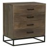 DunaWest Storage Chest with 4 Drawers and Wooden Frame, Gray and Black