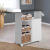 DunaWest Wooden Ironing Board Storage cabinet with 3 Open Compartments, White and Gray