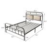 Modern Metal Bed Frame, Mattress Foundation with Upholstered Headboard and Footboard, with Strong Metal Slats Support and 11 Inches Underbed Space, No