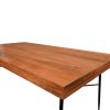 DunaWest 69 Inch Handcrafted Industrial Design Dining Table, Acacia Wood Top, Metal Legs, Black and Brown