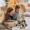 2ft Tabletop Christmas Tree with Light Artificial Small Mini Woodland Christmas Decoration with Flocked Snow, Exquisite Decor & Xmas Ornaments for Tab