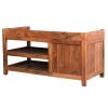DunaWest Entryway Bench with Wooden Seat and 2 Slatted Shelves, Brown
