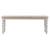 Dunawest Grained Rectangular Wooden Bench with Turned Legs, Natural Brown and White