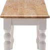 Dunawest Grained Rectangular Wooden Bench with Turned Legs, Natural Brown and White