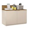 DunaWest 36 Inch Wooden Accent Cabinet with 2 Doors, Brown and Off White