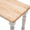 Dunawest Grained Rectangular Wooden Bench with Turned Legs, Natural Brown and White