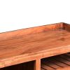 DunaWest Entryway Bench with Wooden Seat and 2 Slatted Shelves, Brown