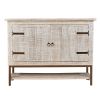 DunaWest Wooden Entryway Cabinet with 2 Doors and Metal Frame, Antique White and Black