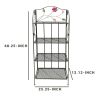 Four Tier Metal Foldable Bakers Rack with Flower Motifs, Black