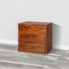 DunaWest 20 Inch Mango Wood Storage Chest, 3 Drawers, Grain Details, Cherry Brown