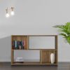 DunaWest Valerie 23 Inch Wooden Bookcase with 4 Compartments and Grains, Honey Brown
