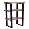 DunaWest 20 Inches Industrial End Side Table with Artisinal Live Edge Wood, Metal Legs, Brown, Black