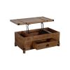 DunaWest Rustic Single Drawer Mango Wood Coffee Table with Lift Top Storage & Compartments, Brown
