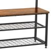 Coat Rack Shoe Bench, Storage Bench, Wood Look Furniture with Metal Frame, 3-in-1 Design