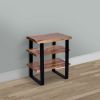 DunaWest 20 Inches Industrial End Side Table with Artisinal Live Edge Wood, Metal Legs, Brown, Black