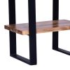 DunaWest 20 Inches Industrial End Side Table with Artisinal Live Edge Wood, Metal Legs, Brown, Black