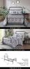 Bed Frame Twin Size Metal Platform Bed , Box Spring Replacement with Headboard Black