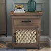 Rustic Nightstand with Drawer and Rattan Design Cabinet,Natural