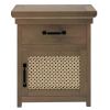 Rustic Nightstand with Drawer and Rattan Design Cabinet,Natural