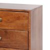 DunaWest 20 Inch Mango Wood Storage Chest, 3 Drawers, Grain Details, Cherry Brown