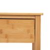 Wood End Table Set Of 2 Farmhouse Bamboo Nightstand With Drawer And X-Side Shelf