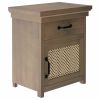 Rustic Nightstand with Drawer and Rattan Design Cabinet,Natural