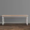 Dunawest Grained Rectangular Wooden Bench with Turned Legs, Natural Brown and White